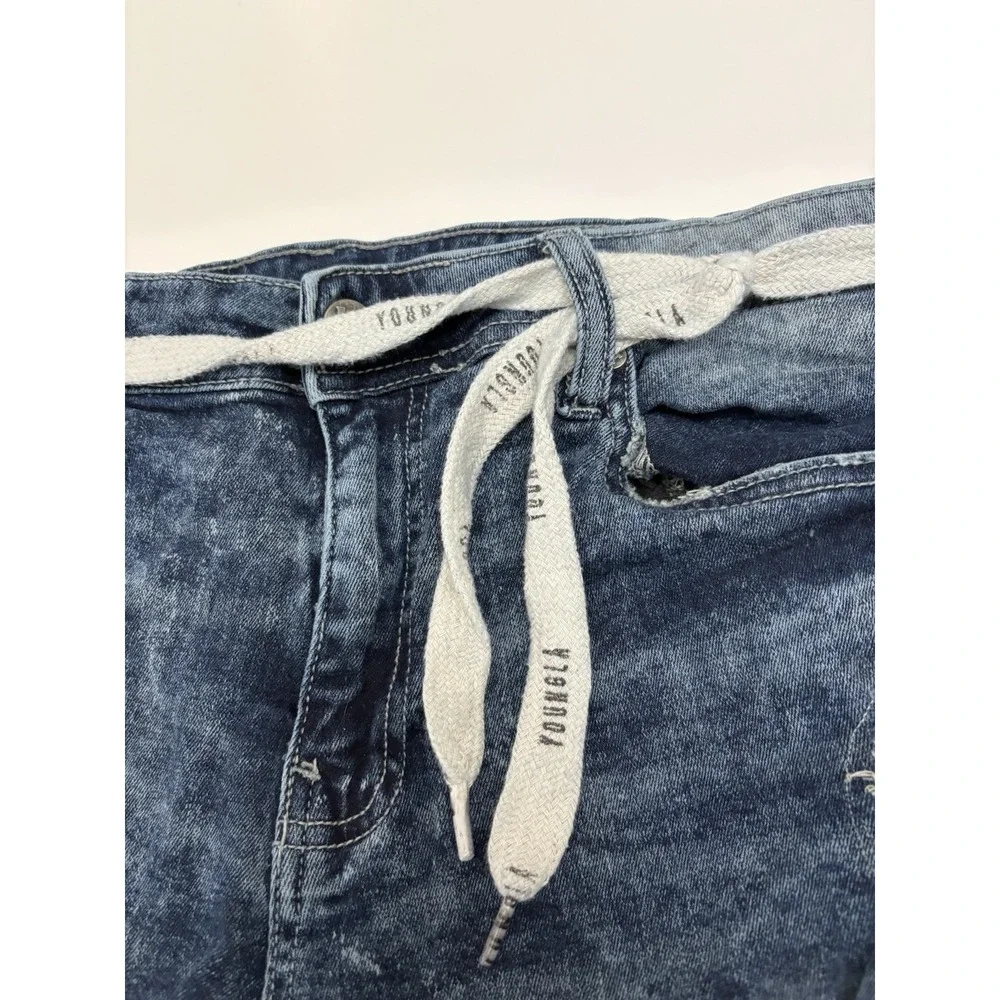 Men's Young LA Denim Shorts Jorts With Belt Holes Size 34